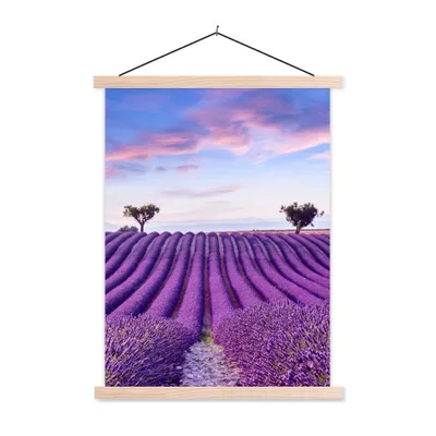 Produktbild von MuchoWow® Textilposter Lavendel - Natur - Lila - Bäume - Blumen 40x53 cm mit holzfarbenen Rahmen - Schlafzimmer