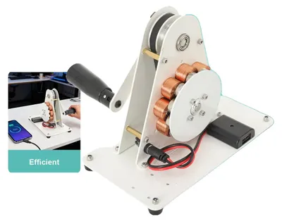 Produktbild von Handkurbelgenerator, 50 W, 1–4 A, 1–36 V, 18 x 10 x 14,3 cm, USB 5 V/2 A