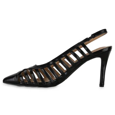Produktbild von VAN HILL Damen Slingpumps Pumps Spitze Stiletto Party Absatz-Schuhe 841104, Farbe: Schwarz, Größe: 40
