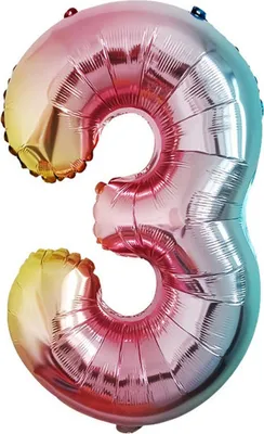 Zdjęcie produktu dla Balon foliowy nr 3, ok. 80 cm, kolor tęczowy
