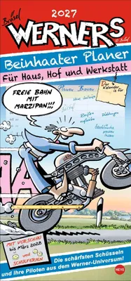 Productafbeelding van Werner Werkplaatsplanner 2027: Praktische wandkalender met vrij indeelbare kolommen. Humoristische agenda met iconische Werner-cartoons.