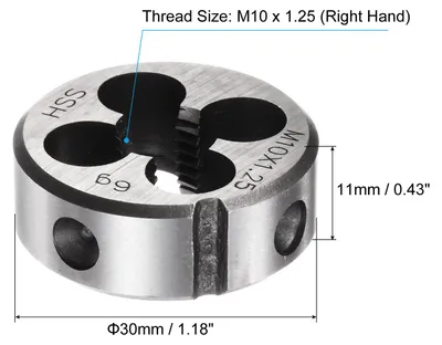 Produktbild von Runde Schneideisen, Metrisches Gewinde M10 x 1,25 (Rechtsgewinde), Hochgeschwindigkeitsstahl (HSS) Schneidwerkzeug zur Reparatur von Schraubengewinden
