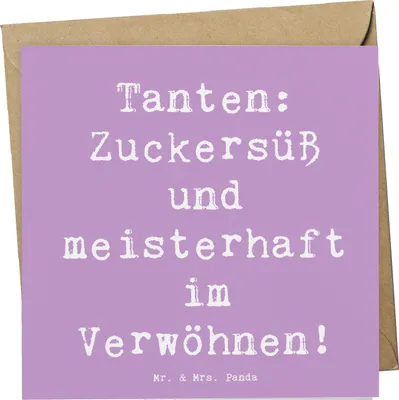 Produktbild von Mr. & Mrs. Panda Glückwunschkarte Spruch Tante Zuckersüß - Lavendeltraum - Geschenk, Grußkarte, Neffe, Verwandtschaft, Nichte, Lächeln, herzerwärmende Sprüche, faltkarte