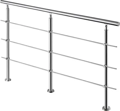 Produktbild von 220x106cm Edelstahl Geländer Handlauf Treppengeländer mit 3 Querstäben für Innen- und Außenbereich