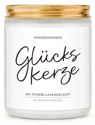 Produktbild von Duftkerze mit Spruch - Glückskerze als Glücksbringer - Zur Genesung und als Dankeschön - Weiß