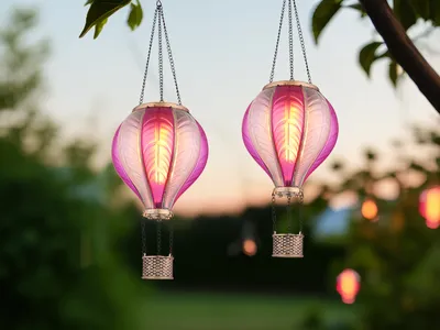 Produktbild von 2er Set Solarbeleuchtung Deko Ballon ausgefallene Solarleuchten Garten, H:46,5cm