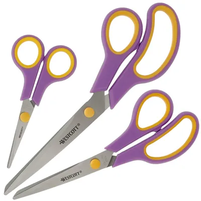 Produktbild von Westcott Easy Grip Scheren 3 Stück | 3er Set Universalscheren mit Komfort-Griff