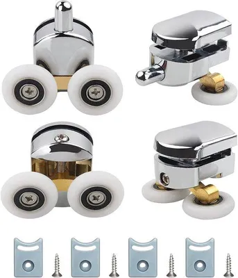 Zdjęcie produktu dla 4 sztuki rolek przelotowych do prysznica o średnicy 23 mm do okien przesuwnych, rolki zamienne do szkła o grubości 4–6 mm