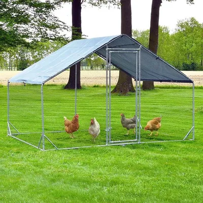 Imagen del producto de Jaula exterior de metal para gallinas, volera de 200x200x195 cm