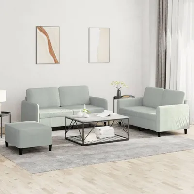 Image de Maison Exclusive - Ensemble de canapés 3 pièces en velours gris clair