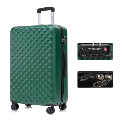 Produktbild von yonsly Premium Reisekoffer TSA-Schloss,YKK-Reißverschluss Hartschalen-Koffer Trolley Kabinenkoffer Rollkoffer Suitcase Handgepäck (Dunkelgrün, XL)