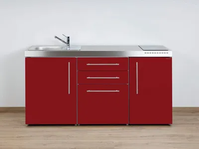 Produktbild von Stengel Miniküche Premiumline MP 170 Bordeauxrot mit Kühlschrank