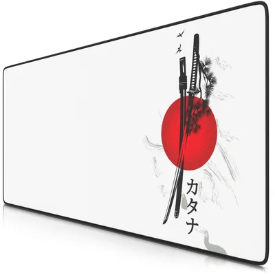 Obrázok produktu pre Titanwolf Herná podložka pod myš XXL, 900 x 400 x 3 mm, podložka na stôl, umývateľná, protišmyková zadná strana, rýchlosť a presnosť, Japan Ink Swords