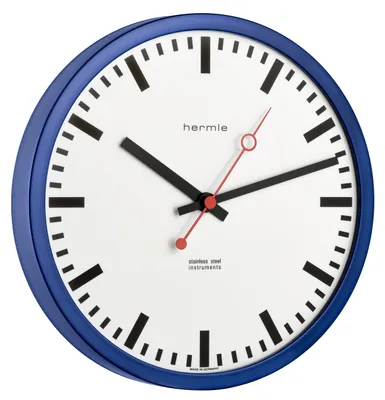 Produktbild von Hermle 30471-Q70870 Bahnhofsuhr Grand Central rund blau
