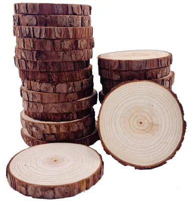 Immagine prodotto di Fette di legno, 25 pezzi, 8-9 cm. Fette di legno con corteccia, ideali per lavori manuali e decorazioni