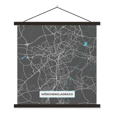 Produktbild von MuchoWow® Textilposter Karte - Mönchengladbach - Blau - Stadtplan - Deutschland 90x90 cm mit schwarzem Rahmen - Magnetisches