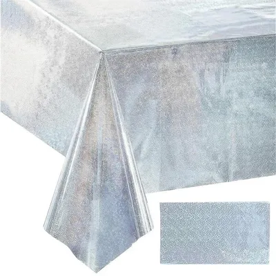 Produktbild von Glitzer Tischdecke Silber 274x137cm für Geburtstag & Party