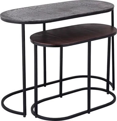 Obrázok produktu pre PTMD Odkladací stolík Janca – 66 x 33 x 50 cm – železo – čierna – sada 2 ks