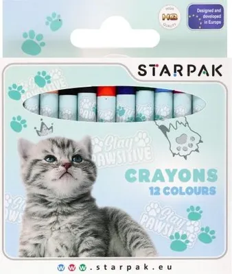 Produktbild von Schulwachsstifte 12 Farben Cat Starpak