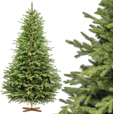 Produktbild von FairyTrees Weihnachtsbaum künstlich 220 cm ALPENTANNE Premium mit Christbaum Holzständer | Tannenbaum künstlich mit Naturgetreue Spritzguss Elemente |  EU |