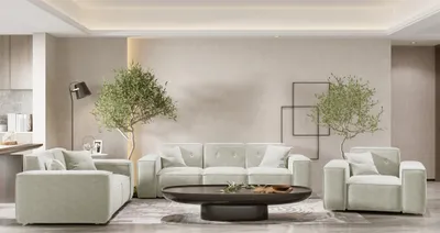 Produktbild von Sofaset Designersofa CESINA 3-2-1 in Stoff Perfect Harmony Cremeweiß