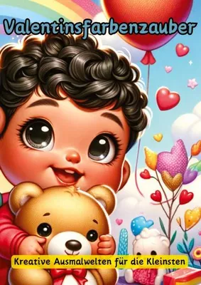 Produktbild von Ausmalbuch Valentinsfarbenzauber mit kindgerechten Valentinstagsmotiven für jüngere Kinder