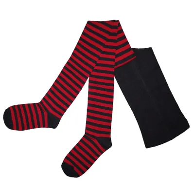 Produktbild von Damen Strumpfhosen aus Baumwolle Ringel Rot Größe 36-38