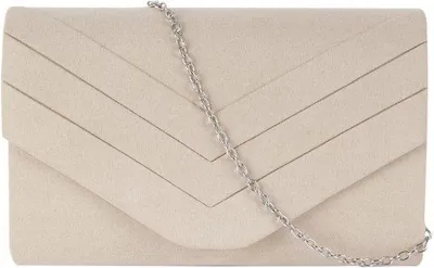 Immagine prodotto di Borsa a mano in pelle scamosciata beige con chiusura a catena