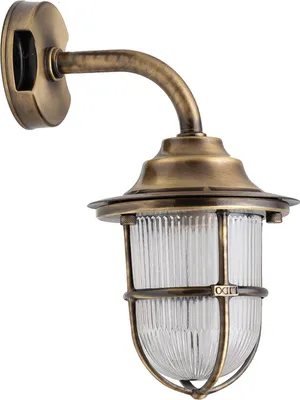 Produktbild von Außenleuchte Wand E27 IP64 Haus Terrasse Glas Messing massiv Maritim Außenwandlampe