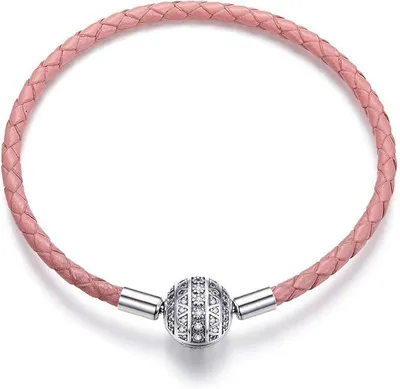Produktbild von Rosa geflochtenes Lederarmband