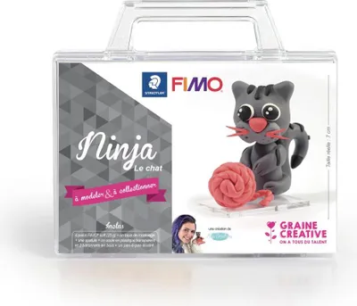 Zdjęcie produktu dla Zestaw gliny polimerowej Fimo - Kreatywny zestaw rzemieślniczy Ninja kot