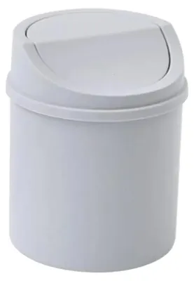 Immagine prodotto di Contenitore per rifiuti da scrivania, design compatto, coperchio a ribalta, colore grigio chiaro