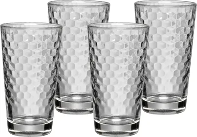 Produktbild von WMF Longdrinkgläser Set 4-teilig Wabenmuster Cocktail Latte Macchiato Kristallglas hitzebeständig spülmaschinengeeignet, 275ml