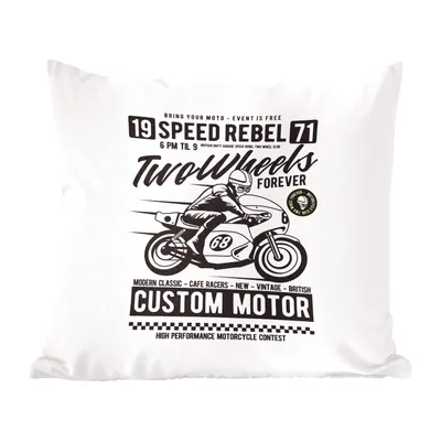 Produktbild von MuchoWow® Zierkissen Sofakissen Wohnzimmer Dekokissen 40x40 cm Motorrad - Helm - Retro - Foto Kissen - Schlafzimmer Dekoration