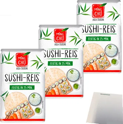 Produktbild von Ming Chu Sushi Reis 3er Pack (3x500g Packung) + usy Block