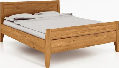 Productafbeelding van Bed ODYS, 140 x 190 cm, gemaakt van massief hout, met een houten hoofdeinde, naturel geolied