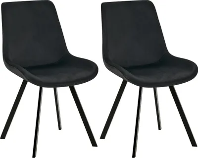Produktbild von CLP 2er Set Esszimmerstuhl Lewes Samtbezug 360 Grad drehbar und gepolstert schwarz