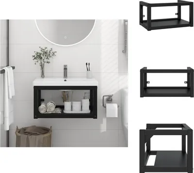 Image de vidaXL Salle de bain Lavabo mural noir 59x38x31 cm Fer - lavabos de salle de bains