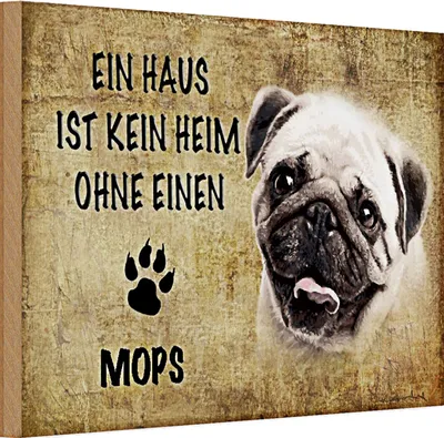 Produktbild von Holzschild Spruch Mops 30x20cm Haus ist kein Heim
