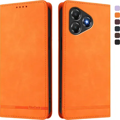 Produktbild von Hülle für ZTE Blade A36, Retro Kunstleder Ständer Klapphülle mit Kartenfächer und Magnetische Orange