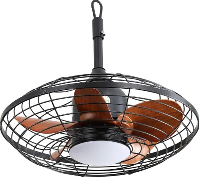Immagine prodotto di Ventilatore da soffitto Fortuna Lai da 20 pollici con montaggio Downrod, LED 18W, temperatura della luce a 3 colori (3CCT), 5 pale in ABS, motore CC, con sospensione e ganci per esterni come terrazze e pergolati.