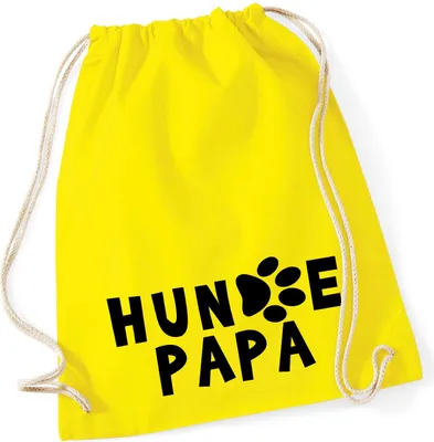 Produktbild von Huuraa Turnbeutel Hundepapa Tapse 12 Liter Yellow Baumwolle Rucksack Geschenkidee