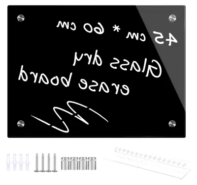 Produktbild von Schwarzes, trocken abwischbares Glas-Whiteboard, 45 x 60 cm, rahmenlos für Zuhause, Schule und Büro