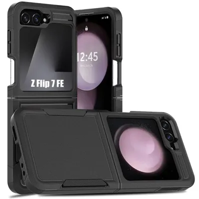 Image de Coque pour Samsung Galaxy Z Flip 7 FE - Protection Hybride PC+Silicone Anti-Rayures Antichoc Noir