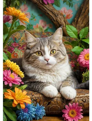 Produktbild von VIEL SPASS BEIM PUZZLE Katze in Blumen 1000 Puppen