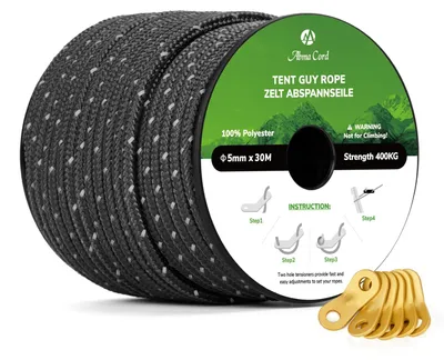 Obrázok produktu pre Šnúra Scheerlijn, 5 mm, 30 metrov, s 6 napínacími prvkami, určená na kempovanie a upevňovanie stanov