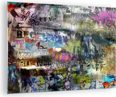 Produktbild von Bilder auf glas - Graffiti modern - 70x50cm - Glasbilder - Wandbilder - Kunstdruck - zum Aufhängen bereit - Wanddekoration aus Glas - Glas Bilder - Wandbild auf Glas - Einteilig - GAA70x50-3564