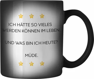 Produktbild von Trendation - Lustige Farbwechsel Zauber-Tasse mit Spruch für Frauen Männer Arbeit Büro Lustig Farbwechsel Zauber-Tassen Becher mit Sprüchen Kollegin Geschenk Sarkasmus Müde Montag (Schwarz)