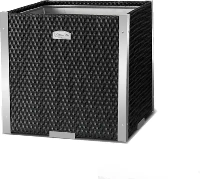 Produktbild von Rattan Pflanzenkübel quadratisch mit Schmuckleiste aus Alu 46 x 46 x 46 cm Schwarz