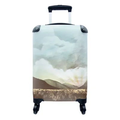 Produktbild von MuchoWow® Koffer Handgepäck Trolley Rollkoffer Kleine Reisekoffer mit 4 Rollen - Himmel - Berg - Gras - Cabin Size < 55x40x23 cm & 55x40x20 cm - Fotokoffer - Kabinenkoffer - Boardgepäck - Reise-Box - Reisekoffer - Reisegepäck - Koffer mit Bild - Trolley für Kinder